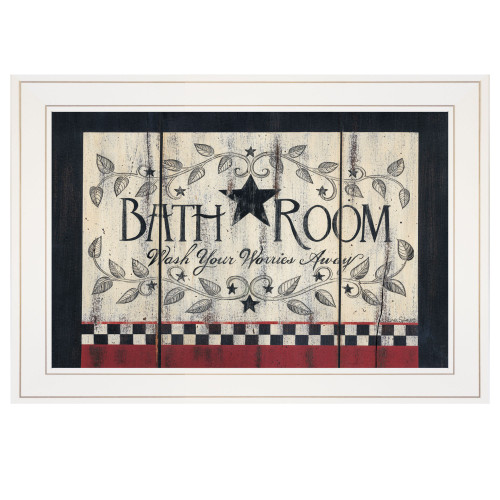 Homeroots Home Decor Bathroom White Framed Print Wall Art, White, 15 x 19 x 1 Inches