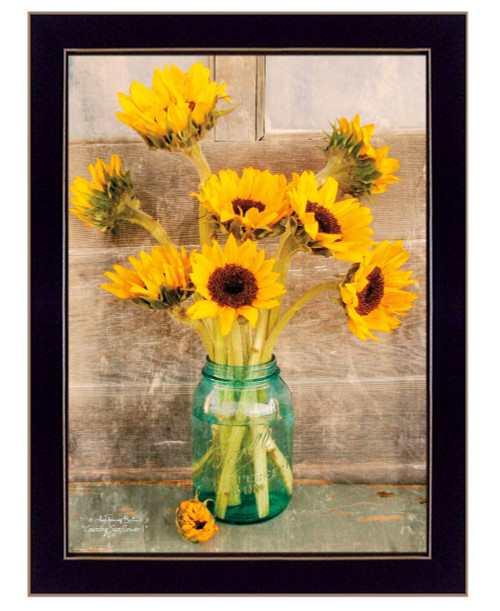 Country Sunflowers 1 Black Framed Print Wall Art