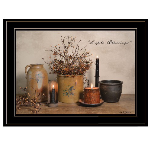 Homeroots Home Decor Simple Blessings 2 Black Framed Print Wall Art, Black, 15 x 19 x 1 Inches