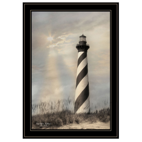 Homeroots Home Decor Cape Hatteras Lighthouse 3 Black Framed Print Wall Art, Black, 15 x 21 Inches
