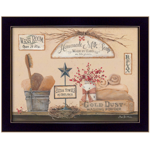 Homeroots Home Decor Wash Room Black Framed Print Bathroom Wall Art, Black, 14 x 18 Inches
