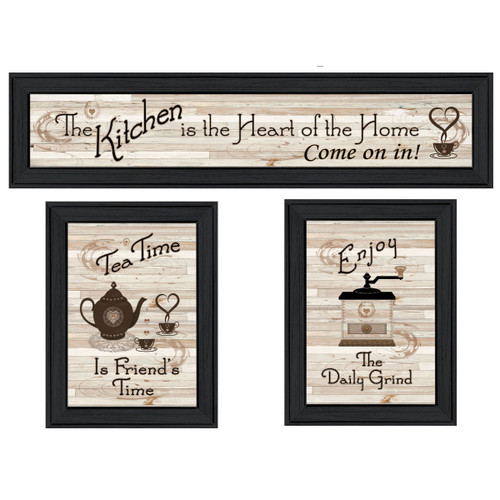 Homeroots Home Decor Set Of Three Kitchen Black Framed Prints Kitchen Wall Art, Black, Set of Three