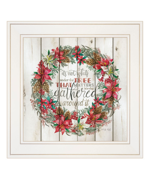 Gathered Around the Tree 1 White Framed Print Wall Art