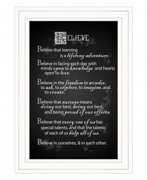 Believe 1 White Framed Print Wall Art