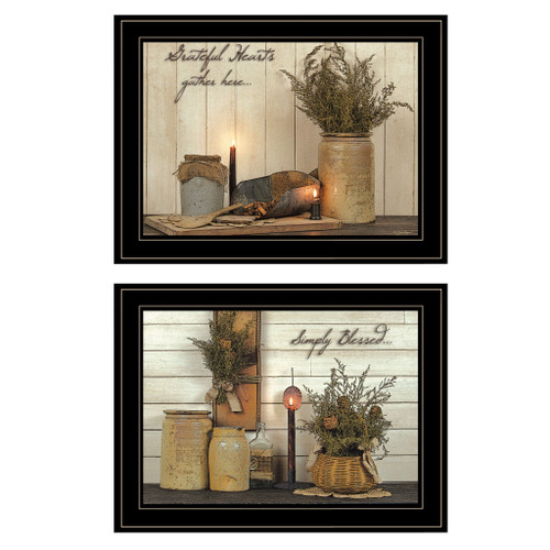 Homeroots Home Decor Set Of Two Blessed Gathering 2 Black Framed Print Kitchen Wall Art, Black, Set of 2