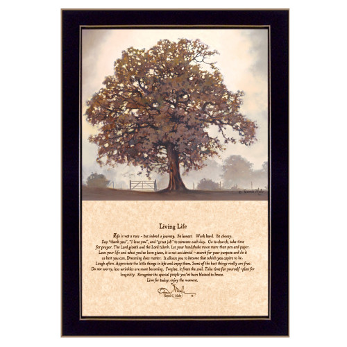Homeroots Home Decor Living Life Black Framed Print Wall Art, Black, Framed