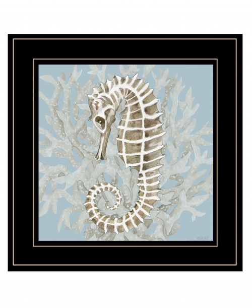 Coral Seahorse II 3 Black Framed Print Wall Art