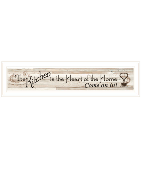 Homeroots Home Decor Kitchen Is The Heart Of The Home 13 White Framed Print Wall Art, White, Framed