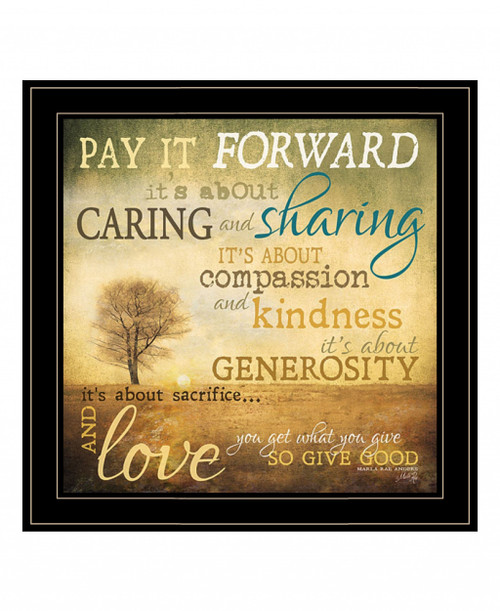 Homeroots Home Decor Meaning Of Pay It Forward 3 Black Framed Print Wall Art, Black, 21 x 21 Inches