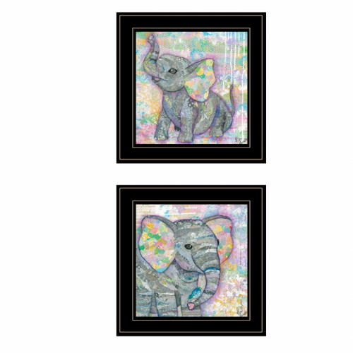 Set Of Two Elephant I and II 2 Black Framed Print Wall Art