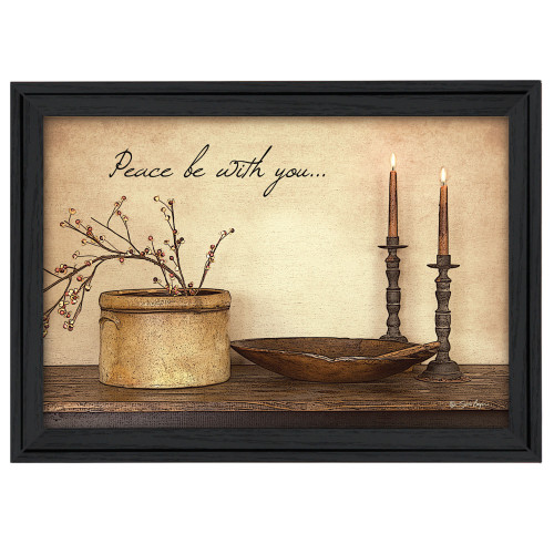 Homeroots Home Decor Peace Be With You 3 Black Framed Print Wall Art, Black, 15 x 21 Inches