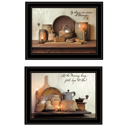 Homeroots Home Decor Set Of Two By Grace 2 Black Framed Print Kitchen Wall Art, Black, Set of 2
