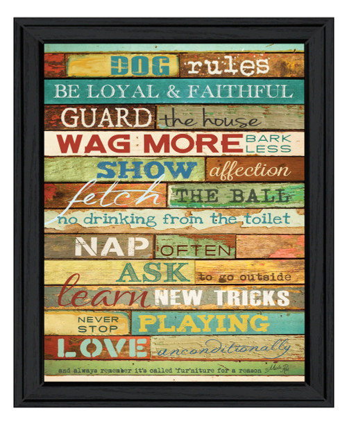 Dog Rules 6 Black Framed Print Wall Art