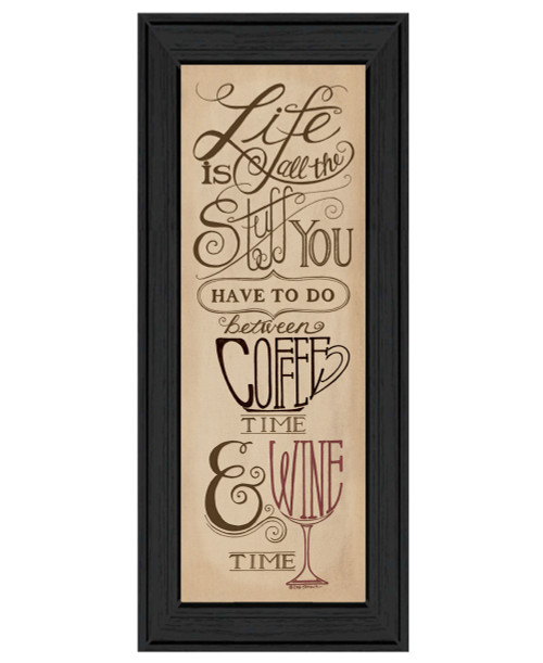 Coffee and Wine Time Black Framed Print Wall Art