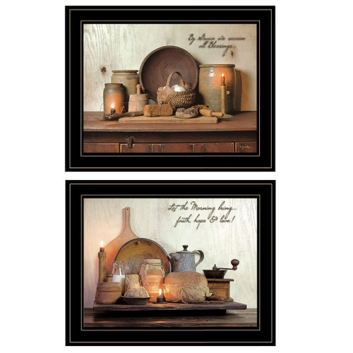 Homeroots Home Decor Set Of Two By Grace 3 Black Framed Print Wall Art, Black, 15 x 19 Inches