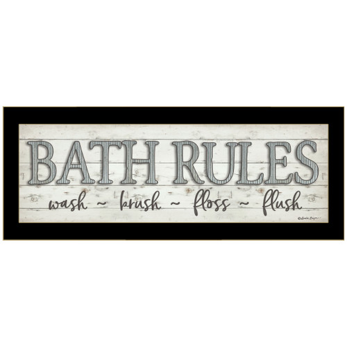 Bath Rules 3 Black Framed Print Bathroom Wall Art