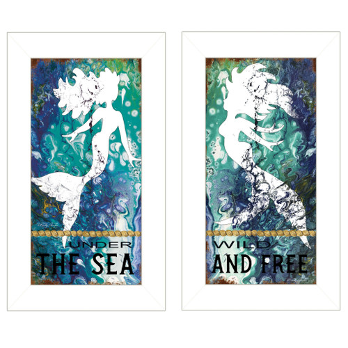 Set Of Two Under The Sea 1 White Framed Print Wall Art