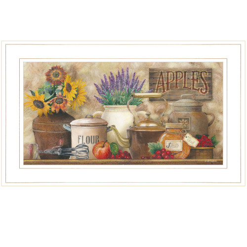 Homeroots Home Decor Antique Kitchen 4 White Framed Print Wall Art, White, 12 Inch Height