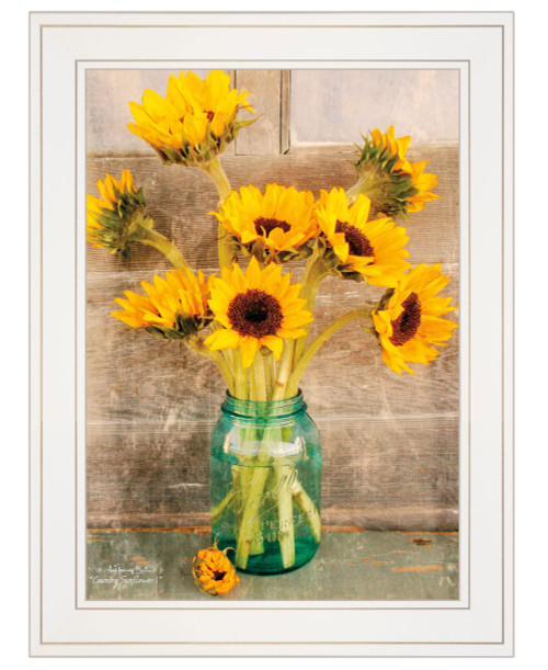 Country Sunflowers I 1 White Framed Print Wall Art