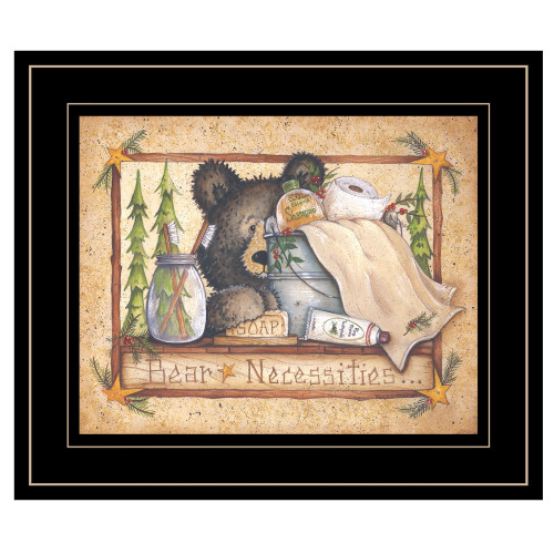Homeroots Home Decor Bear Necessities Getting Ready Black Framed Print Wall Art, Black, Framed