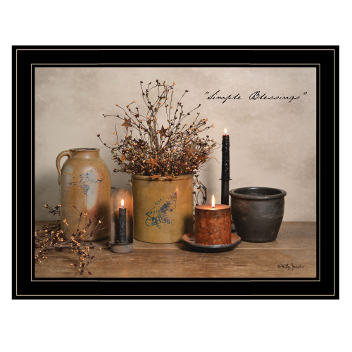 Homeroots Home Decor Simple Blessings 6 Black Framed Print Wall Art, Black, Framed