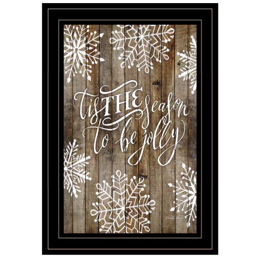 Homeroots Home Decor Tis The Season Snowflakes 2 Black Framed Print Wall Art, Black, Framed