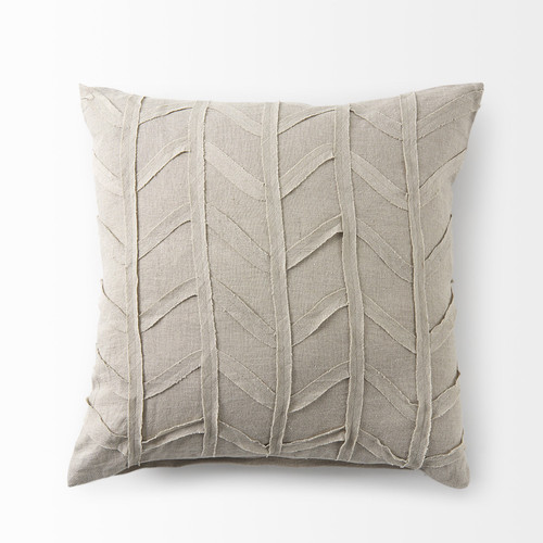 Homeroots Home Decor Light Gray Chevron Textured Pillow Cover, Light Gray, 20 x 20 Inch