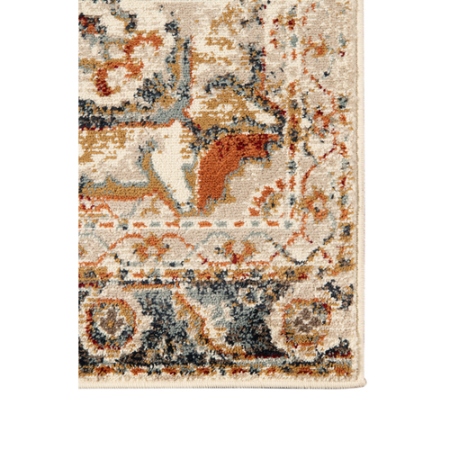 5' X 8' Ivory Tan and Gold Medallion Power Loom Area Rug