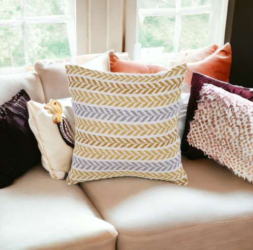 Homeroots Home Decor Set of Two 18 X 18 Inches Orange Beach Chevron Cotton Zippered Pillows