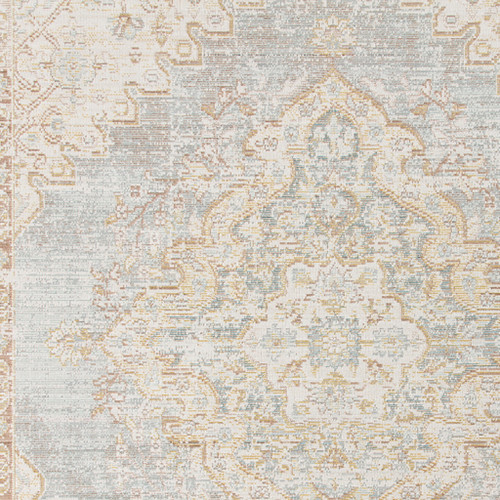 Homeroots Home Decor 9' x 13' Blue and Gray Medallion Power Loom Distressed Area Rug
