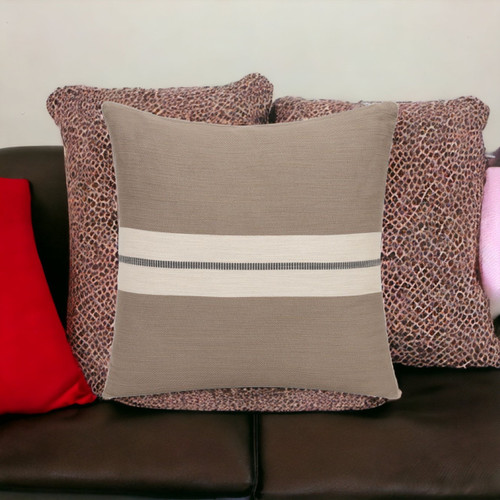 Homeroots Home Decor 24 X 24 Inches Brown Striped Cotton Zippered Pillow