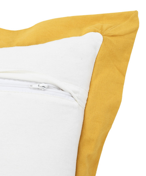 Homeroots Home Decor 20 X 20 Inches White and Golden Yellow 100% Cotton Geometric Zippered Pillow