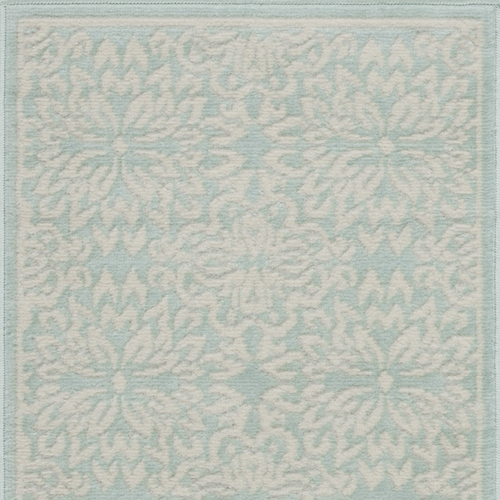 2' X 4' Aqua Floral Power Loom Area Rug