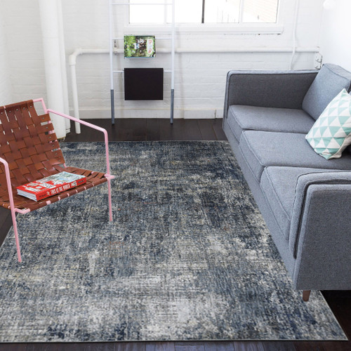 2' X 3' Ivory And Gray Abstract Area Rug Polyester