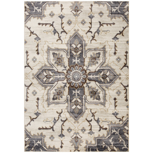 Homeroots Home Decor 9' x 12' Blue and Ivory Medallion Power Loom Area Rug