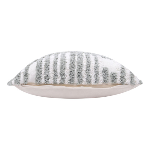 Homeroots Home Decor 22 X 22 Inches Sage Green and White 100% Cotton Striped Zippered Pillow