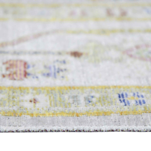 2' X 3' Ivory Blue And Green Floral Distressed Area Rug