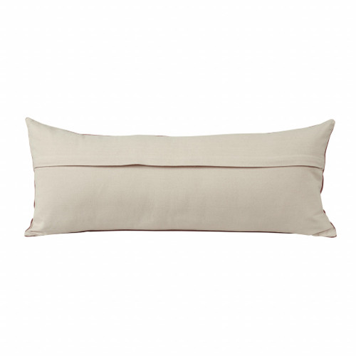 Homeroots Home Decor 14 X 36 Inches Dusty Rose and White 100% Cotton Geometric Zippered Pillow