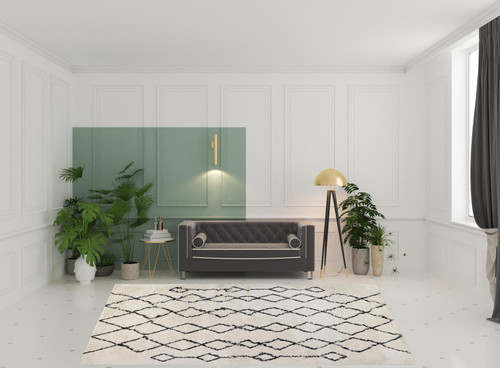 Homeroots Home Decor 8' x 11' with Gray and Ivory Geometric Shag Area Rug
