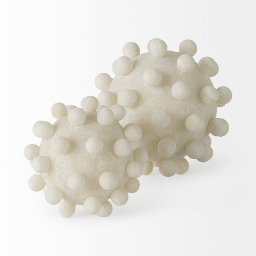6" Ivory Resin Knobby Nubs Orb Tabletop Sculpture