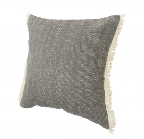 Homeroots Home Decor 20 X 20 Inches Gray and Ivory 100% Cotton Zippered Pillow
