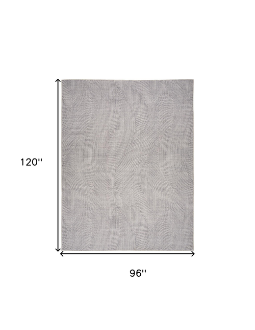 8' X 10' Gray and Ivory Abstract Power Loom Washable Non Skid Area Rug