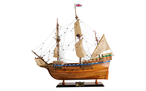 Homeroots Home Decor 30" Wood Brown Mayflower Boat Hand Painted Decorative Boat