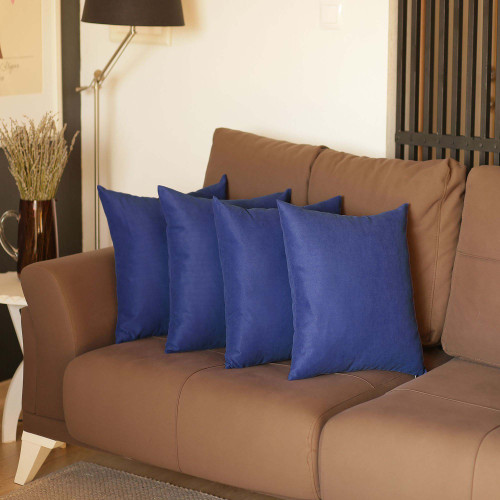 Homeroots Home Decor Set Of Four 18 x 18 Inches Sapphire Blue Polyester Zippered Pillow Cover