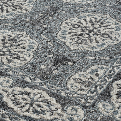 2' X 3' Charcoal and Ivory Medallion Power Loom Area Rug
