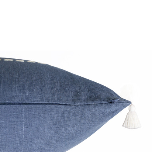 Homeroots Home Decor 20 X 20 Inches Navy Linen Striped Zippered Pillow