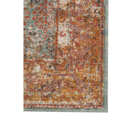 6' X 8' Teal And Orange Medallion Area Rug