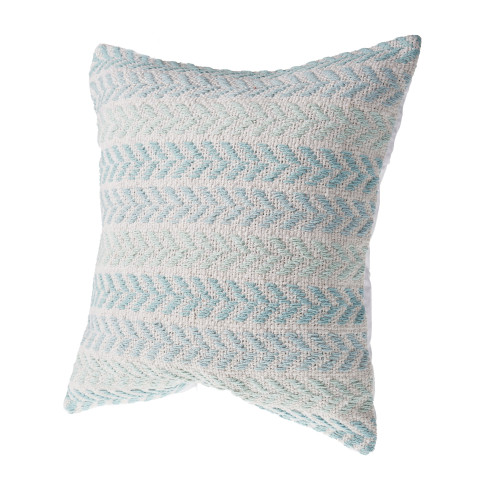 Homeroots Home Decor Set of Two 18 X 18 Inches Blue Color Beach Chevron Cotton Zippered Pillows