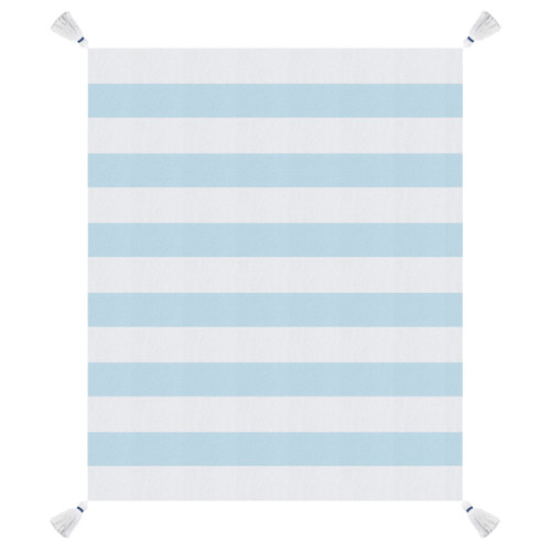 50" X 60" Blue and White Woven Cotton Striped Throw Blanket with Tassels Decor