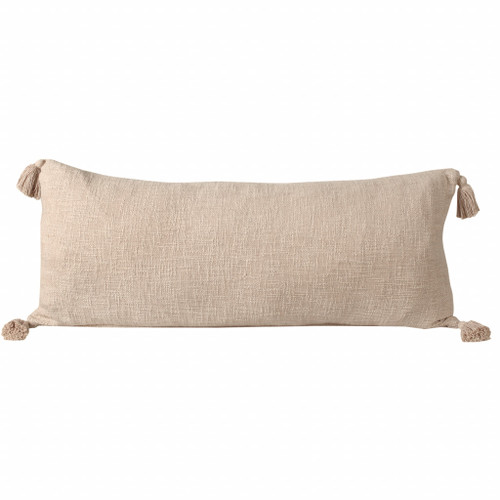Homeroots Home Decor 14 X 36 Inches Beige 100% Cotton Zippered Pillow
